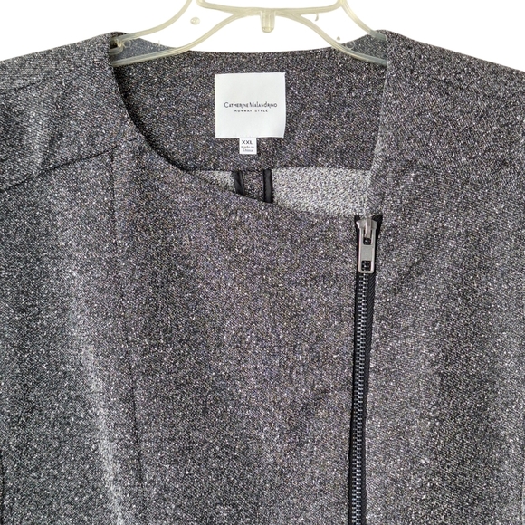 Catherine Malandrino‎ XXL Runway Style Gray Marled Asymmetrical Jacket Pockets - Picture 4 of 12